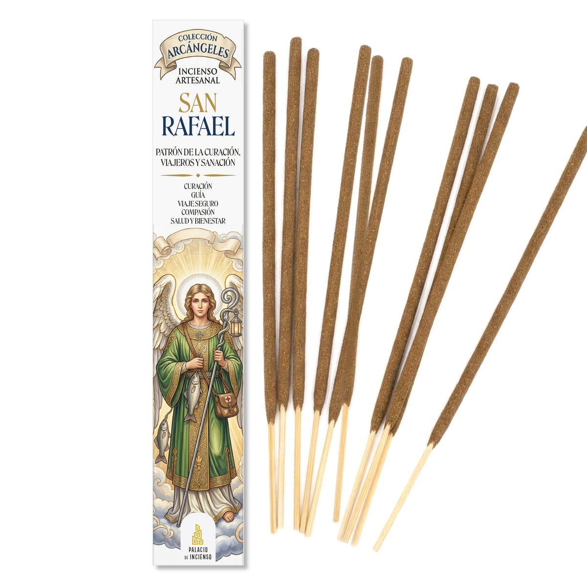Incienso San Rafael Arcángel al por mayor para tiendas esotéricas, sanación y bienestar espiritual.