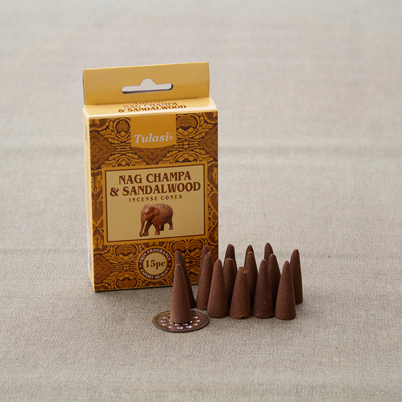 Incienso en cono Nag Champa y Sándalo en formato cono