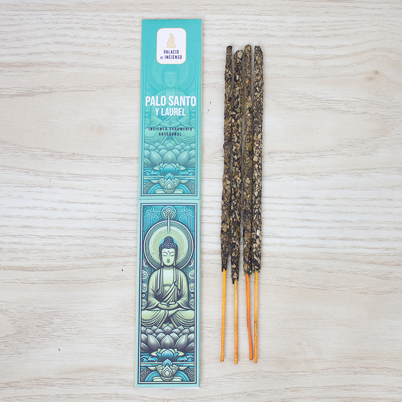Incienso artesanal grueso de Palo Santo y Laurel para mayoristas – purificación y energía equilibrada.