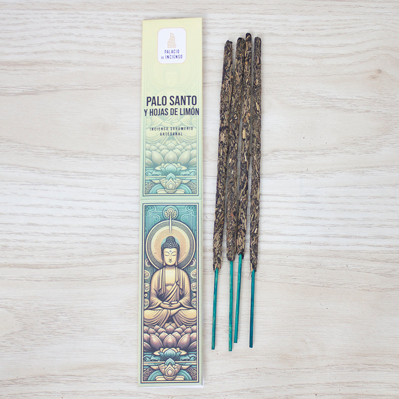 Varitas de incienso artesanal grueso de Palo Santo y limón – venta mayorista, purificación energética, aroma natural
