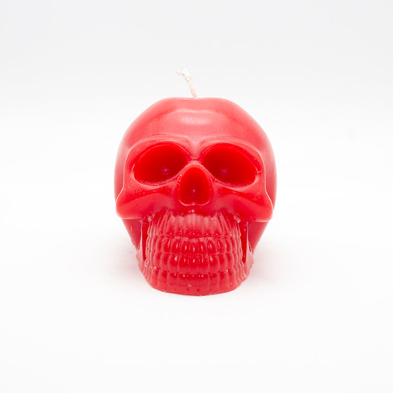 VELÓN CRÁNEO SANTA MUERTE ROJO PARA AMOR, PASIÓN Y BIENESTAR EMOCIONAL