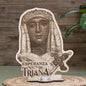 Esperanza de Triana en madera grabada con portavela de té para mayoristas de artículos religiosos y cofrades.