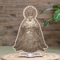 Altar de madera grabado Esperanza Macarena con portavela para vela de té para tiendas y mayoristas de artículos religiosos.
