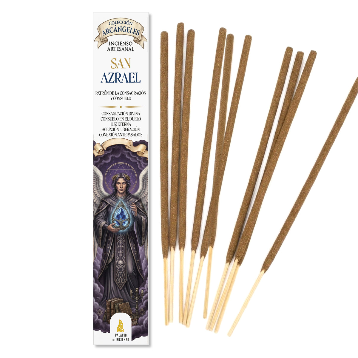 Incienso San Azrael Arcángel al por mayor para tiendas esotéricas, paz interior y consuelo espiritual.