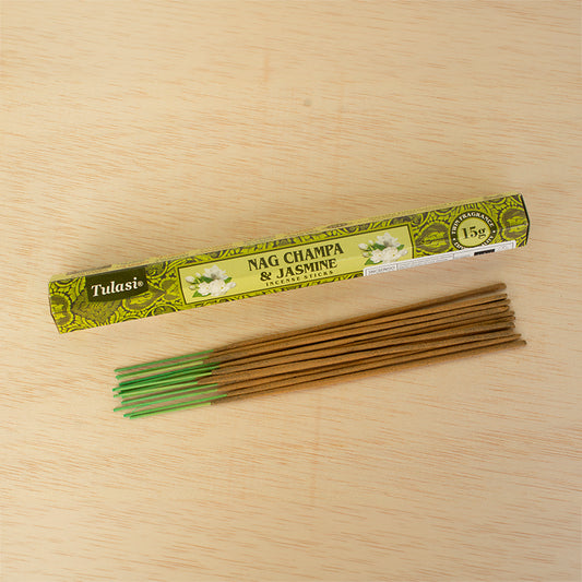 Incienso Nag Champa y Jazmín Tulasi hexagonal 15G