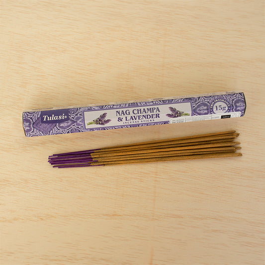 Caja de incienso Nag Champa y Lavanda Tulasi hexagonal 15G