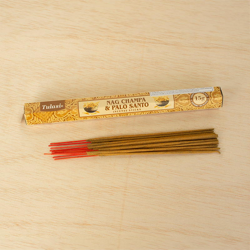 Caja de incienso Nag Champa y Palo Santo Tulasi 15G hexagonal