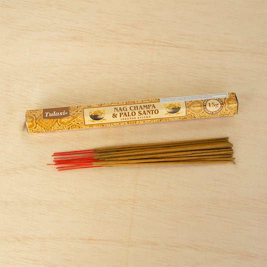 Caja de incienso Nag Champa y Palo Santo Tulasi 15G hexagonal
