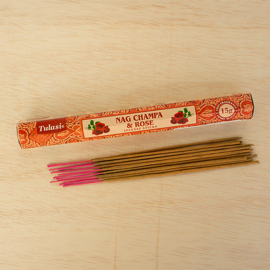Incienso Nag Champa y Rosas Tulasi 15G hexagonal