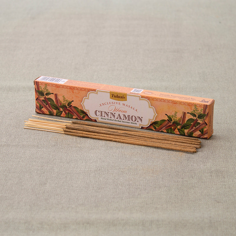Incienso de canela Masala Tulasi 15G con presentación de caja.