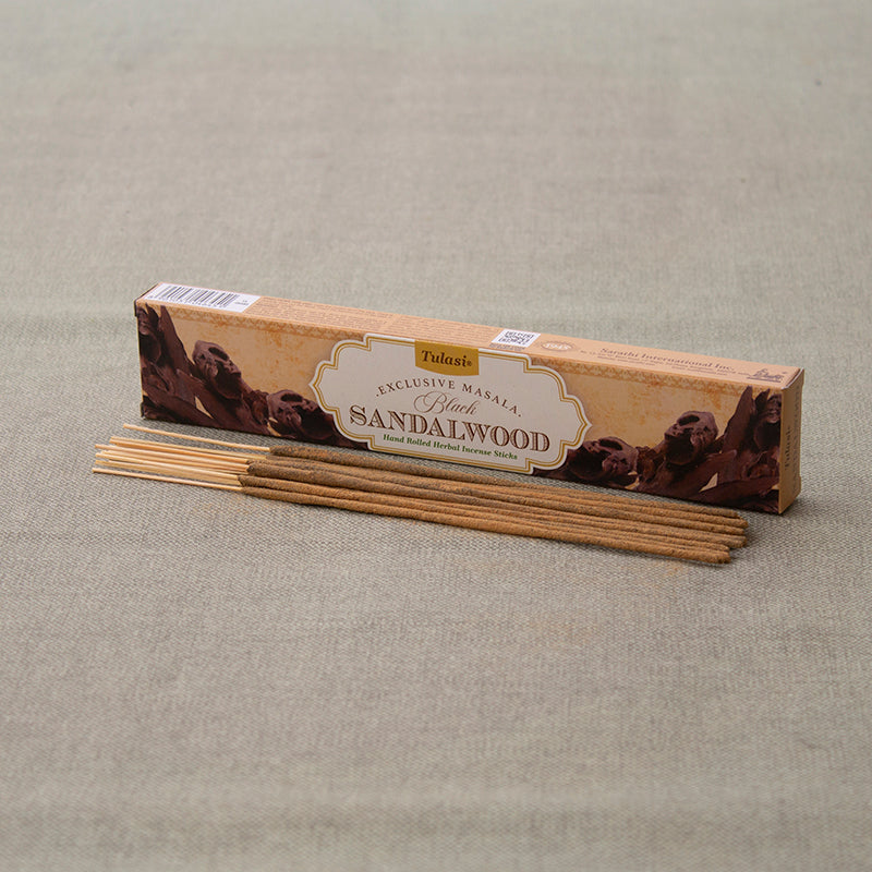 Incienso Sándalo Negro Masala Tulasi 15G en caja aromática