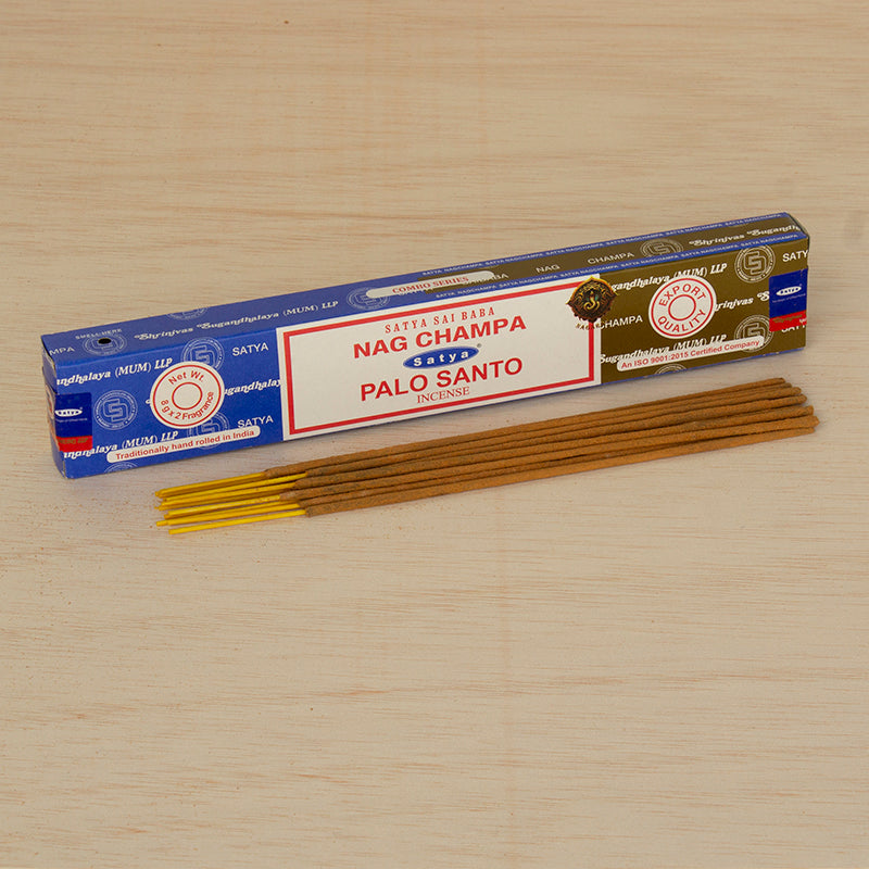 Incienso SATYA Nag Champa y Palo Santo 16g
