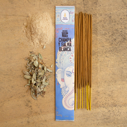 INCIENSO TRADICIONAL NAG CHAMPA Y SALVIA BLANCA