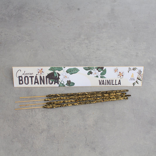 Varitas de incienso de vainilla artesanal, gruesas, para atraer energías positivas y paz; ideal para venta mayorista en tiendas esotéricas y bienestar.