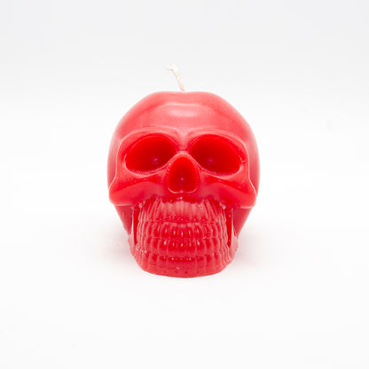 VELÓN CRÁNEO SANTA MUERTE ROJO PARA AMOR, PASIÓN Y BIENESTAR EMOCIONAL