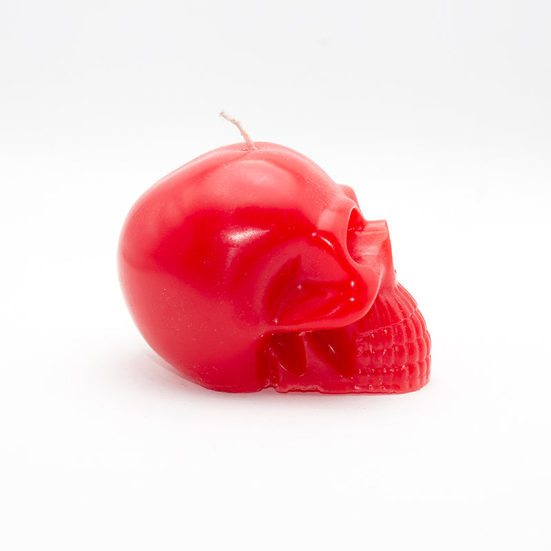 VELÓN CRÁNEO SANTA MUERTE ROJO PARA AMOR, PASIÓN Y BIENESTAR EMOCIONAL